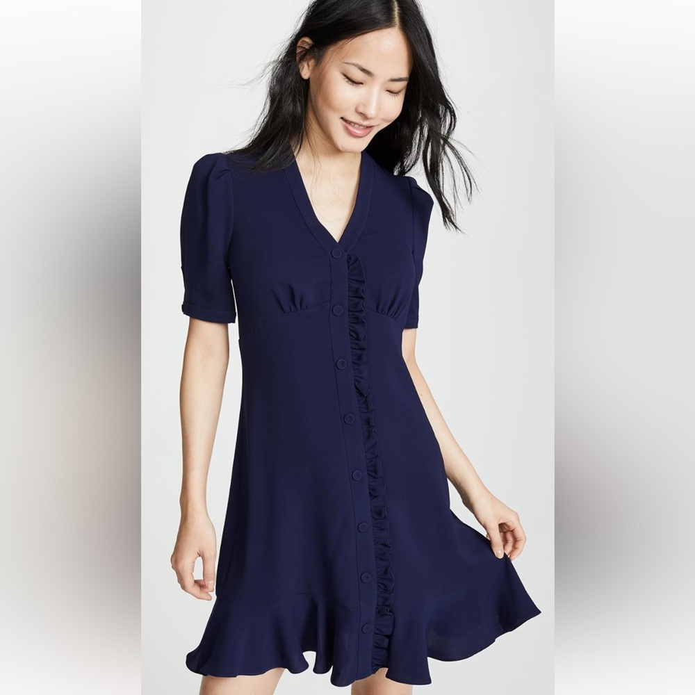Shoshana Navy Ruffle Spiaggia Dress